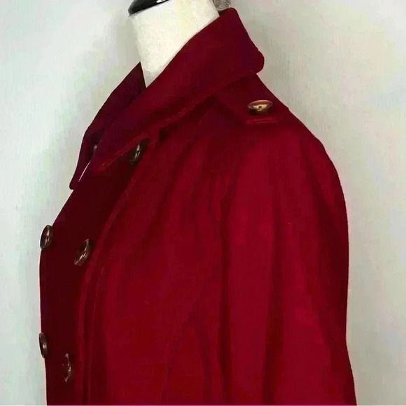 Michael Kors Wool Blend Peacoat Jacket Button Down Women Large Red Lined Warm - Picture 5 of 15
